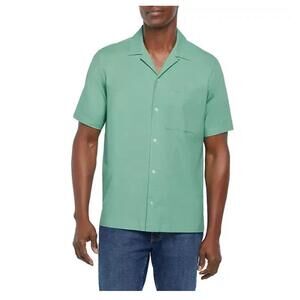 Gap Men's Short Sleeve Button-Up Linen Shirt Size L Green